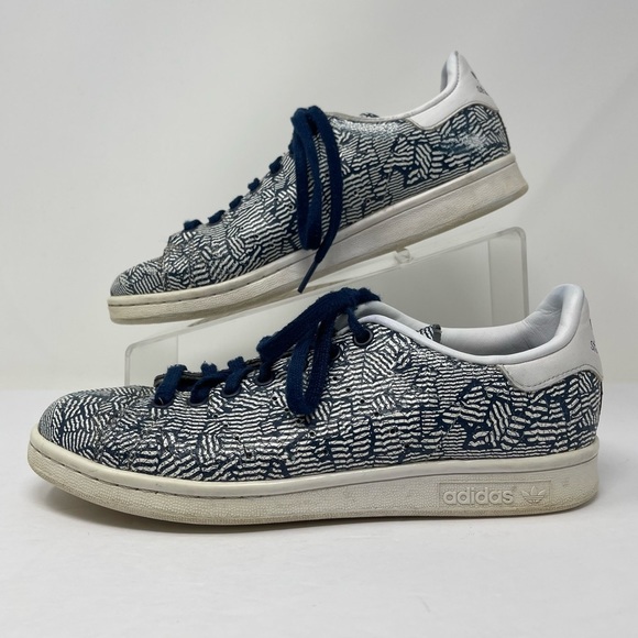 Adidas Stan Smith Shoes Womens 7.5 Navy Blue Collegiate‎ Crackle Stripe Sneakers - Picture 7 of 15
